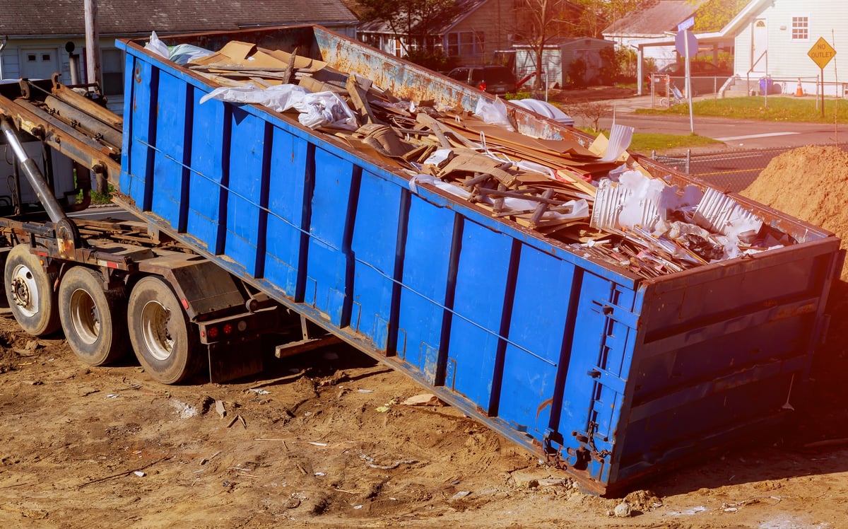Debris container ready for hauling